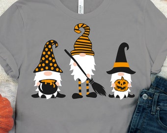 Halloween Gnomes SVG Clipart, Witch Pumpkin Design (Digital Files)