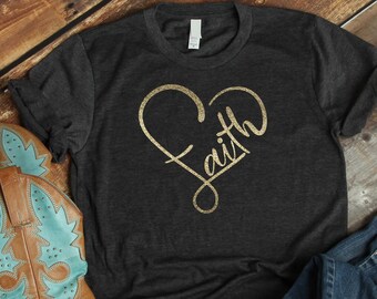 Corazón de fe SVG, DXF cristiano, imágenes prediseñadas religiosas (descarga digital)