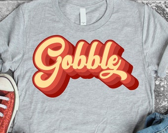 Gobble Thanksgiving SVG, Retro Autumn Design (Digital Download)