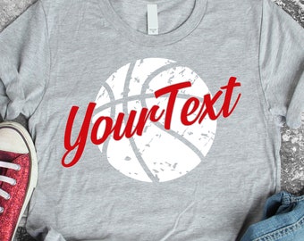 Custom Basketball SVG, Distressed Ball Shirt Design (Digital Download)