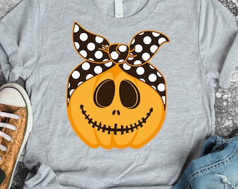 Pumpkin Face SVG, Girl Halloween, Bandana (Digital File)