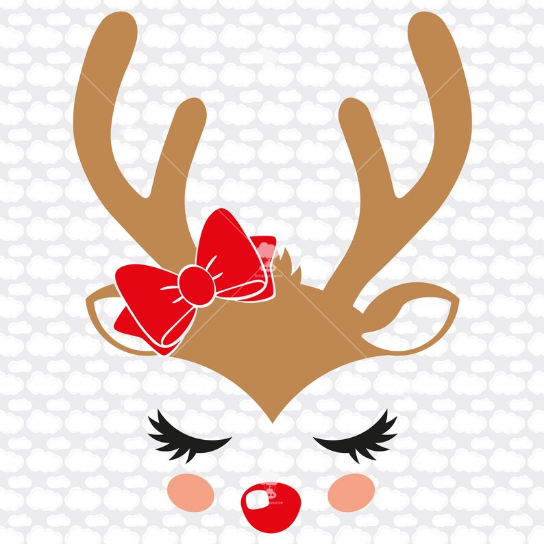 Reindeer Face Svg SVG DXF PDF Reindeer Svg Rudolph Svg - Etsy