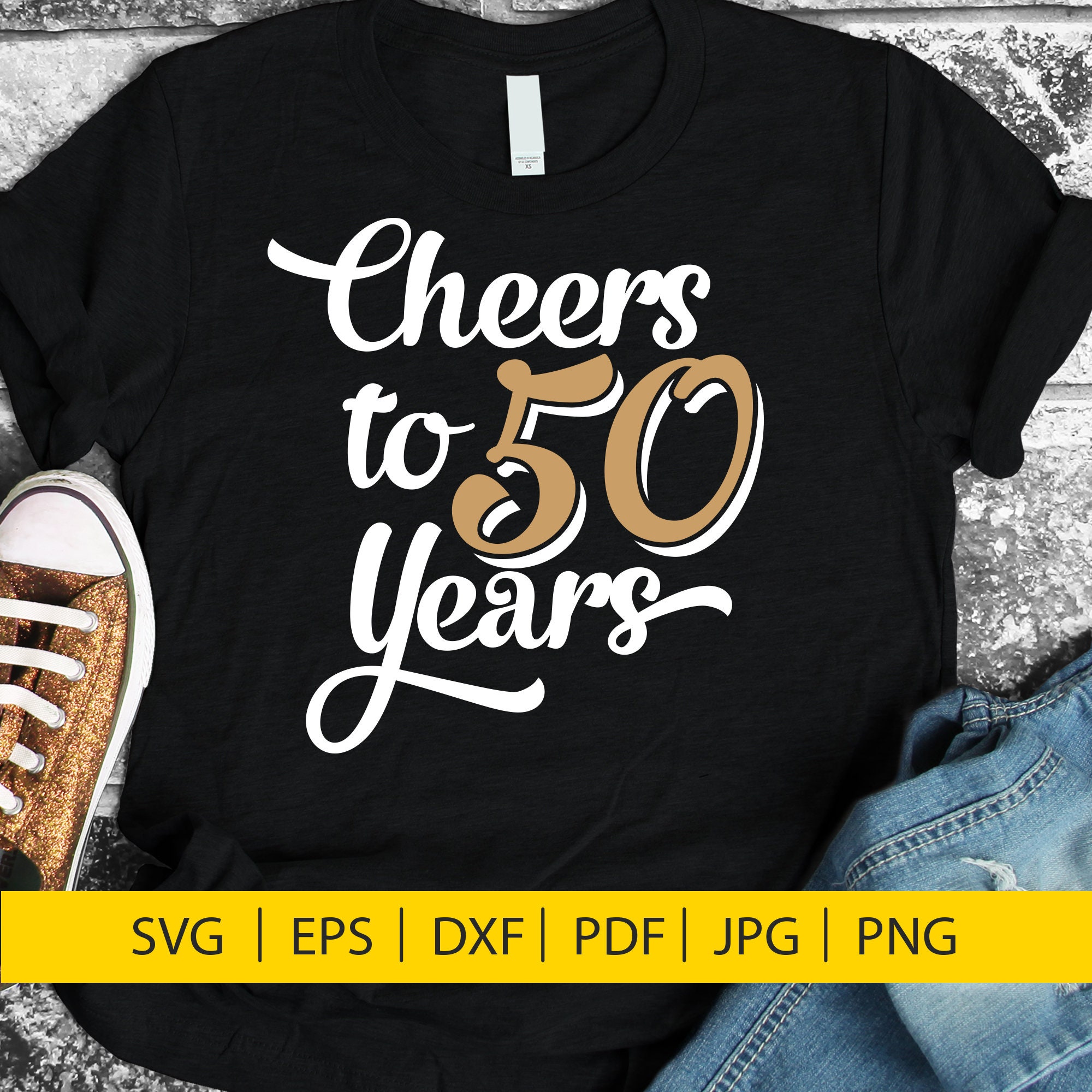 Cheers to 50 Years SVG, Vintage 1971 Birthday Design (digital