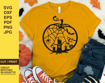 Halloween Kürbis Spinnennetz SVG, Cricut Schnitt Datei (Digitaler Download)