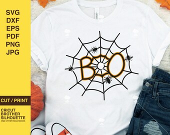 Boo Spider Web SVG, Halloween Shirt Design (Digital Files)