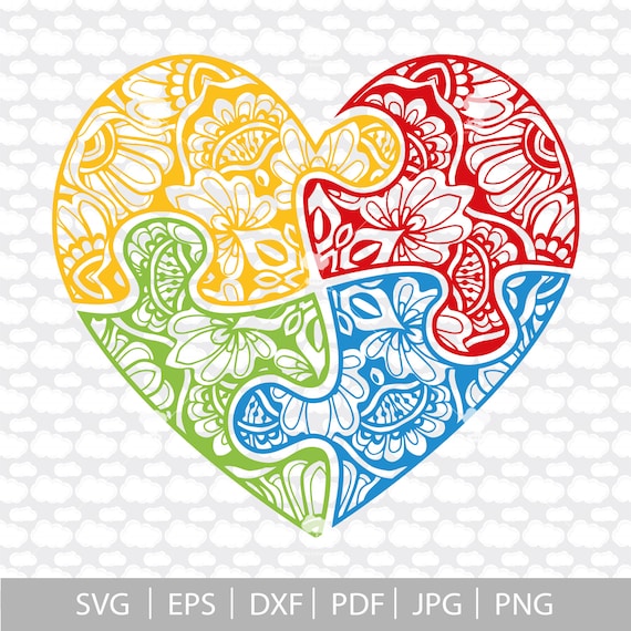 Download Boho Svg Puzzle Svg Zentangle Svg Autism Awareness Svg Doodle Art Mandala Style Heart Svg Silhouette Cameo Cricut Cut Files Card Making Stationery Papercraft