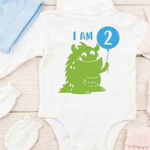 Süßes Monster SVG, EPS, DXF, 2 Jahre, Monster Geburtstagssvg, Geburtstagssvg, Baby Junge svg, Geburtstagskind svg, Monster svg, Baby svg, I am 2 svg