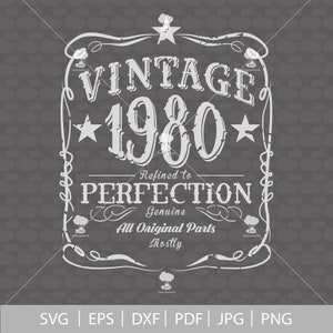 May include: Vintage 1980 design with a white star on each side of the year. The text reads "Refined to Perfection, Genuine, All Original Parts, Mostly".