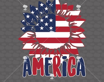 Amerikanische Flagge Sonnenblume SVG, 4. Juli Clipart (digitaler Download)