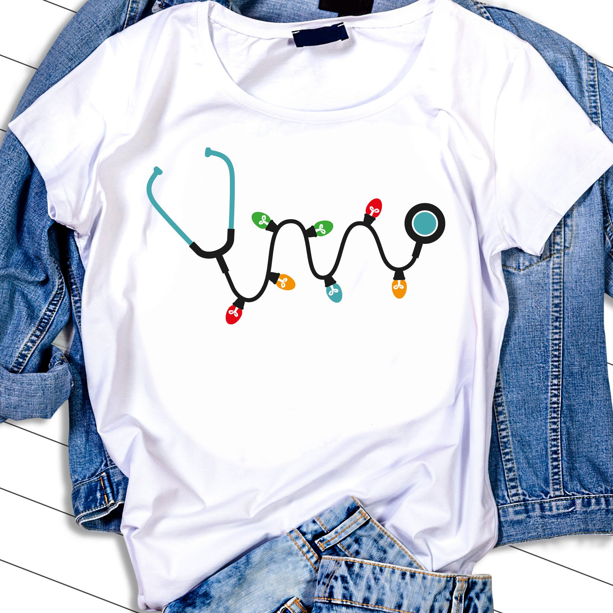 Stethoscope svg, Christmas svg, nurse svg, nurse life svg, nursing svg, christmas shirt svg, christmas lights svg, doctor svg, hospital svg