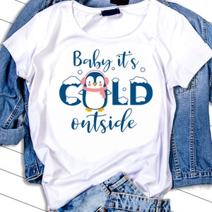 Baby, está frio lá fora svg, pinguim svg, SVG, DXF, inverno svg, feriado svg, pinguim fofo svg, bebê svg, arquivos svg para cricut, clipart de inverno