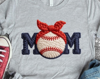 Baseball Mom PNG Faux Yarn Embroidery | Sublimation file