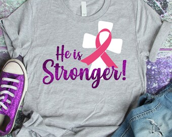 He is stronger svg, SVG, DXF, breast cancer svg, cancer svg, cancer ribbon svg, cancer survivor svg, ribbon svg, religious svg, Jesus svg