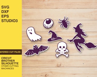 Decorazione per torta a forma di strega in formato SVG, file di taglio per la festa di Halloween (download digitale)