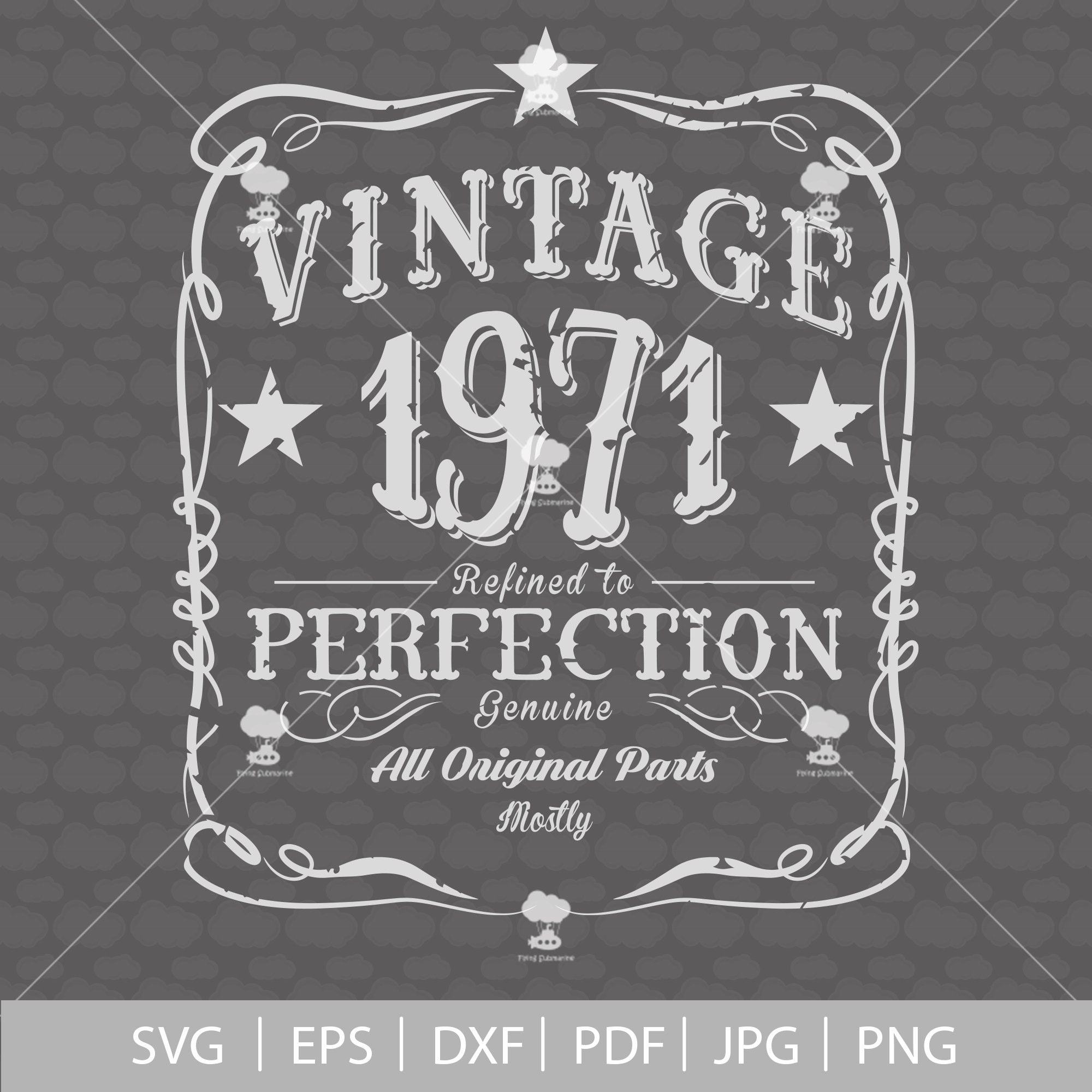 Vintage 1971 50th Birthday SVG Distressed Design (digital Download
