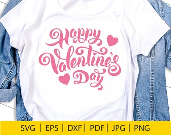 SVG de Feliz Día de San Valentín, Archivo de corte de corazón de amor (Descarga digital)
