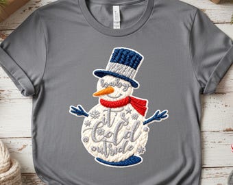 Baby It’s Cold Outside PNG, Faux Yarn Crochet Embroidery Winter Snowman Design, Sublimation File