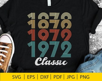 Retro 1972 Birthday SVG, 50th Birthday Gift (Digital Download)