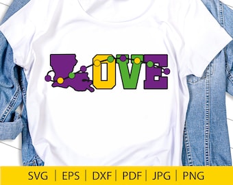 Mardi Gras Love SVG, Louisiana, New Orleans (Digital Download)
