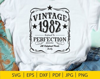Vintage 1982 40th Birthday SVG, DXF, PNG (Digital Files)