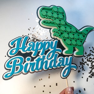 Pop it Cake Topper, SVG, pop it svg, cake topper svg, t-rex svg, pop it clipart, dinossauro svg, arquivos svg para cricut, svg em camadas, brinquedo de fidget