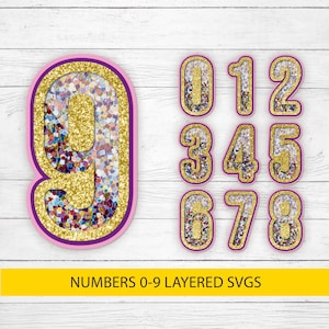 Shaker Cake Topper SVG, Shaker nummers SVG, Cake Topper SVG, verjaardagstaart topper SVG, nummer taart topper SVG, verjaardag topper, gelaagde SVG