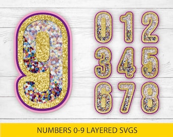 Shaker nummer taart topper SVG, gelaagde verjaardag topper (digitale download)