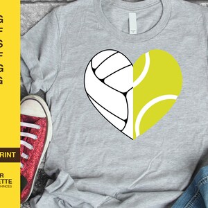 Volleybal SVG, Tennis SVG, SVG, DXF, moeder, hart, sport, ballen, shirt ontwerp, digitale download, volleybal hart SVG, hart SVG,