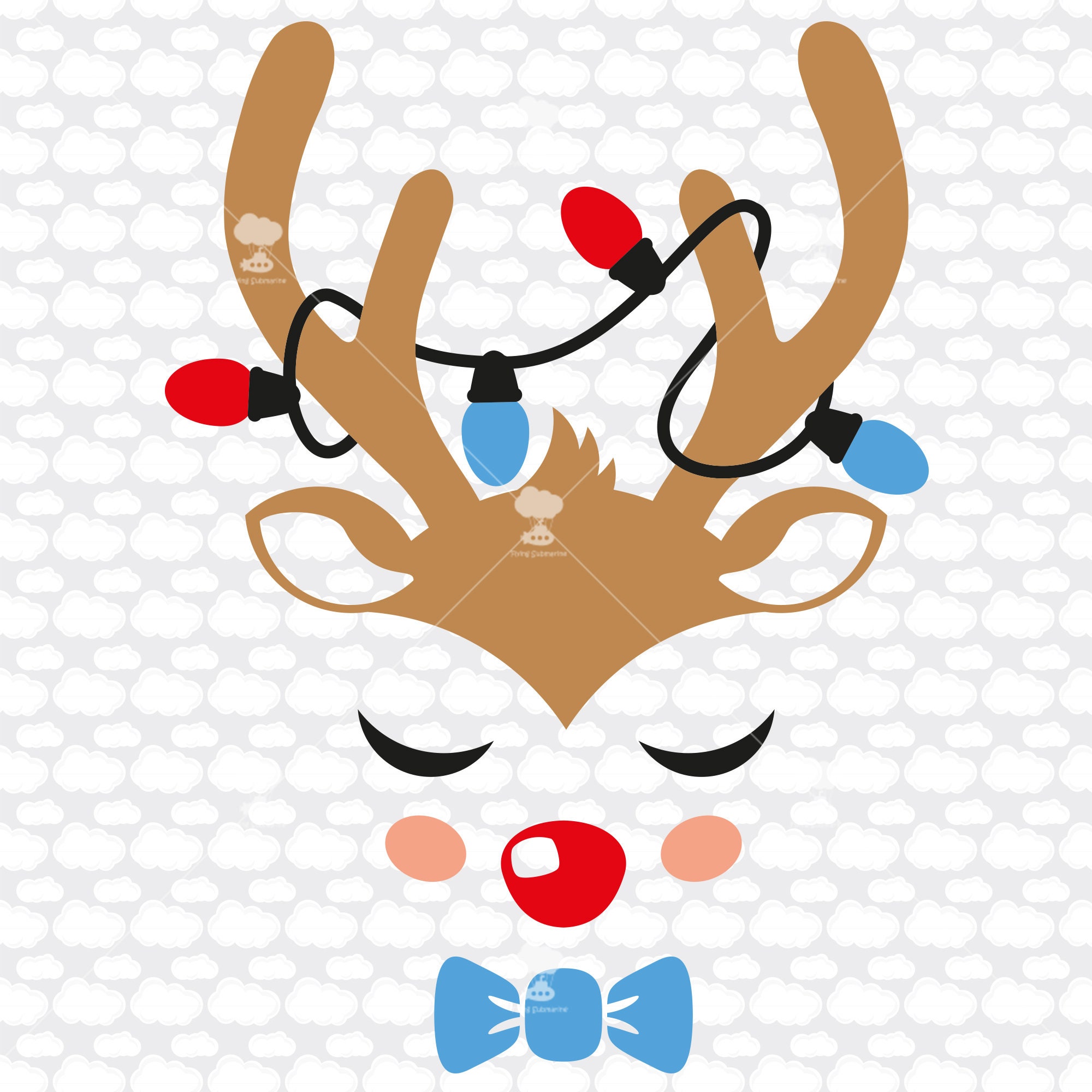 Distressed Rudolph Svg Rudolph Face SVG, Christmas Lights, Baby Reindeer (digital File) - Etsy