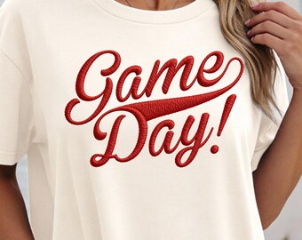 Game Day PNG Faux Yarn Embroidery Script | Crochet Loop Stitch Sports Design