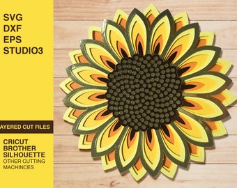 ひまわりマンダラ SVG、ゼンタングルひまわり SVG、ひまわりクリカット