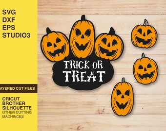 Halloween Kürbis Kuchen Topper SVG, Süßes oder Saures Schnittdatei (Digitaler Download)