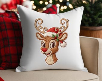 Reindeer PNG, Christmas clipart, Faux Yarn Crochet Embroidery Christmas Sublimation File