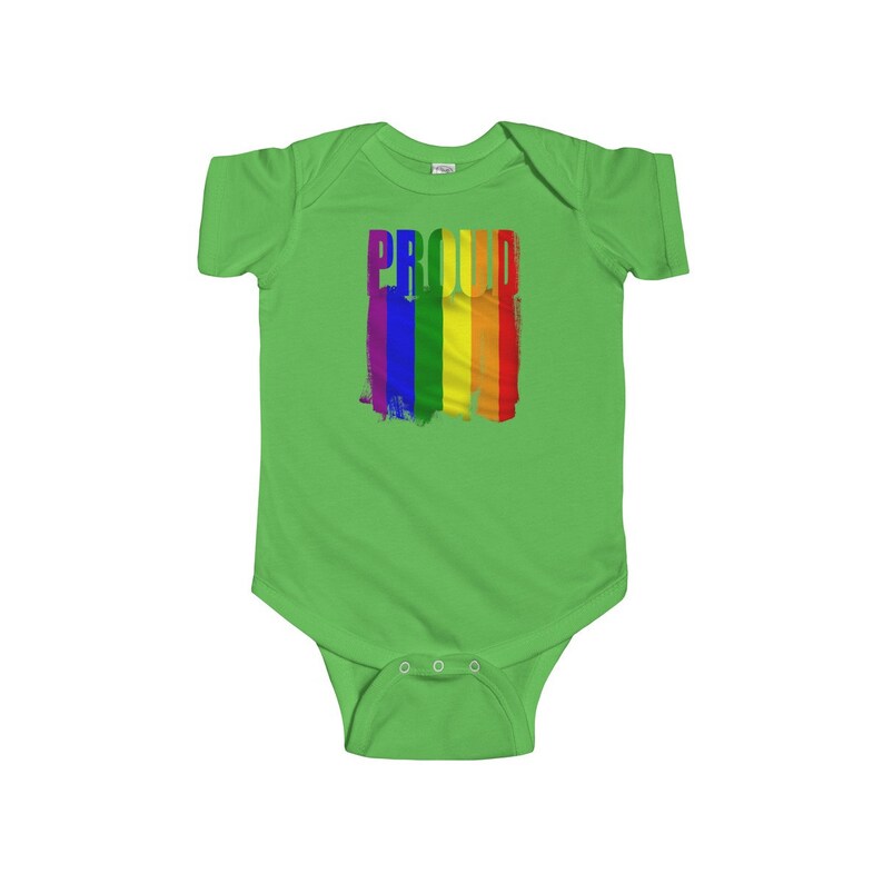 LGBTQ Proud Gay Pride Parade Rainbow Flag Infant Fine Jersey Bodysuit Onesie