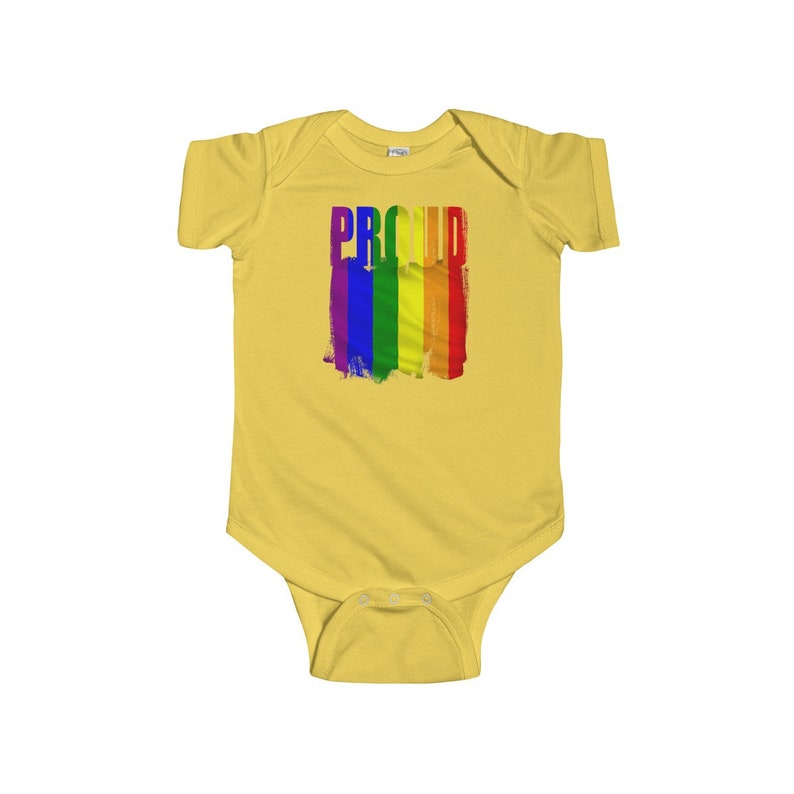 LGBTQ Proud Gay Pride Parade Rainbow Flag Infant Fine Jersey Bodysuit Onesie