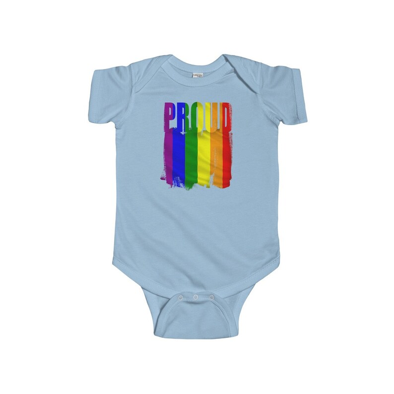 LGBTQ Proud Gay Pride Parade Rainbow Flag Infant Fine Jersey Bodysuit Onesie