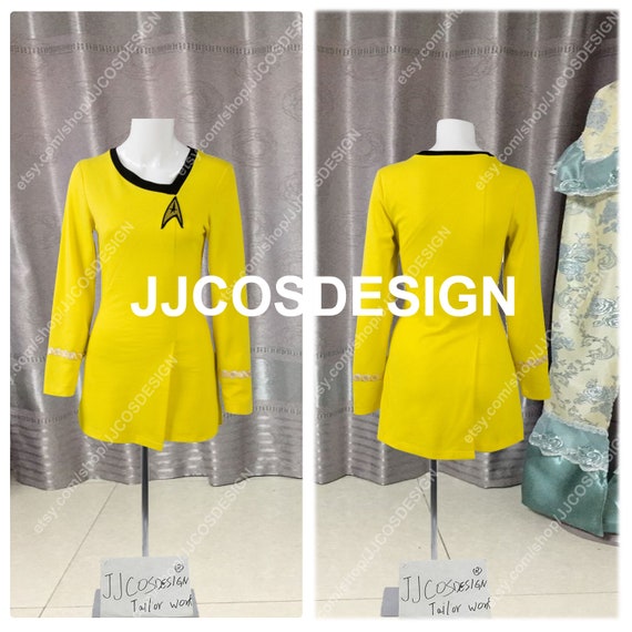 Star Trek The Female Duty Yellow Uniform Dress Cosplay Costume Gown Outfit