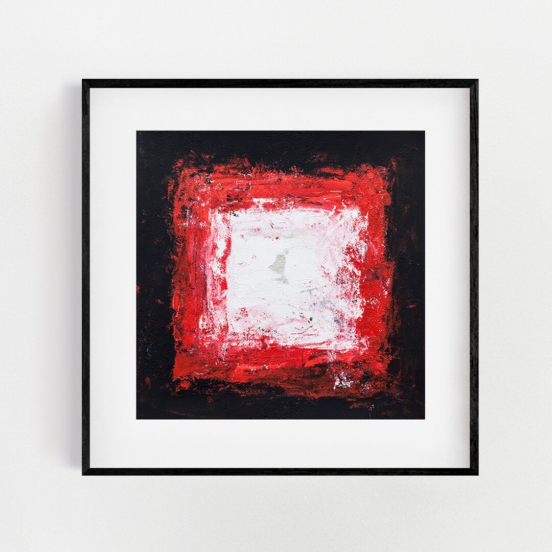 Red Black White Abstract Art Print: Modern Geometric Painting - Etsy