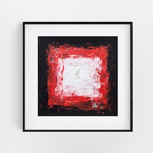 Red Black White Abstract Art Print: Modern Geometric Painting