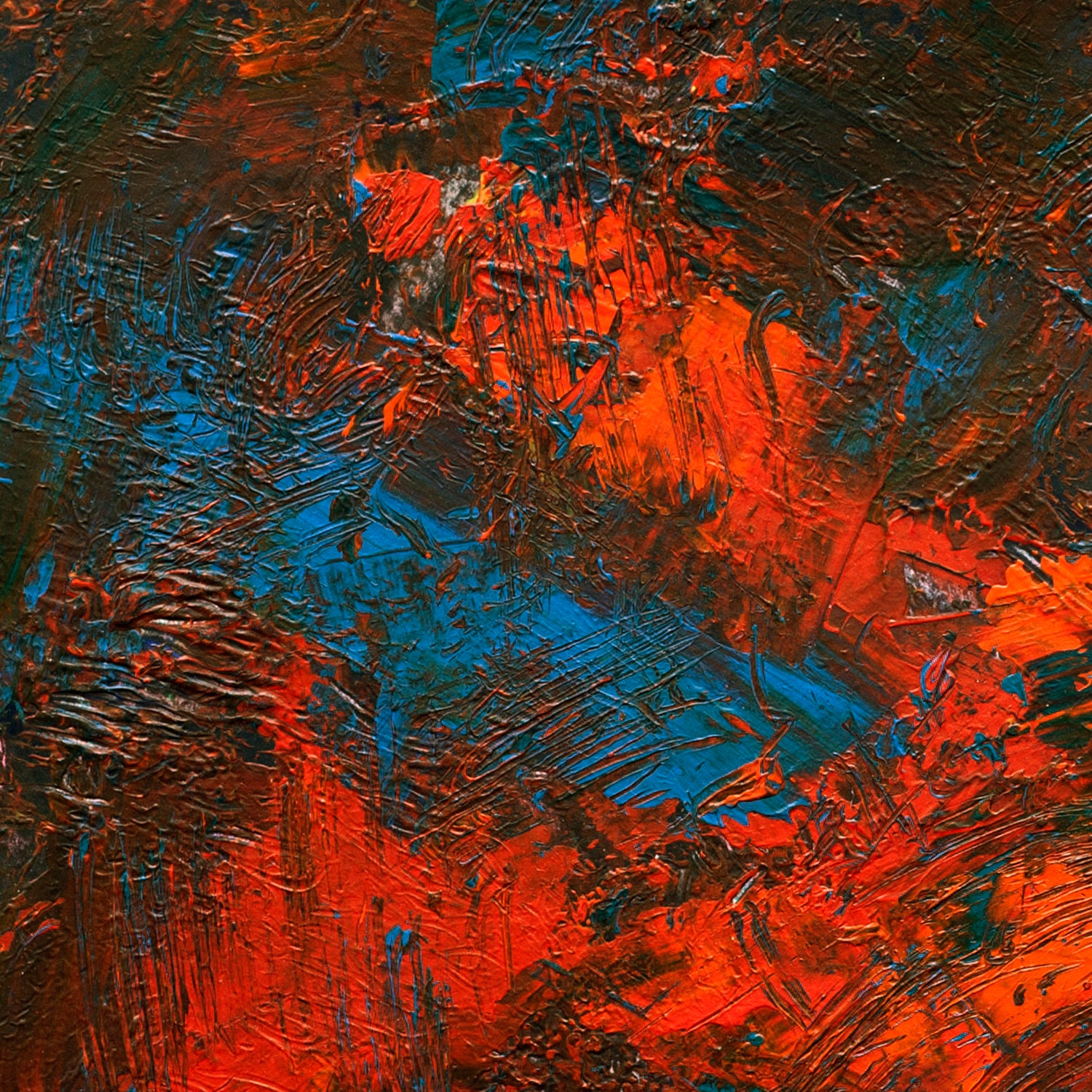 Blue Orange Abstract Art Prints and Acrylic Painting Modern Etsy New