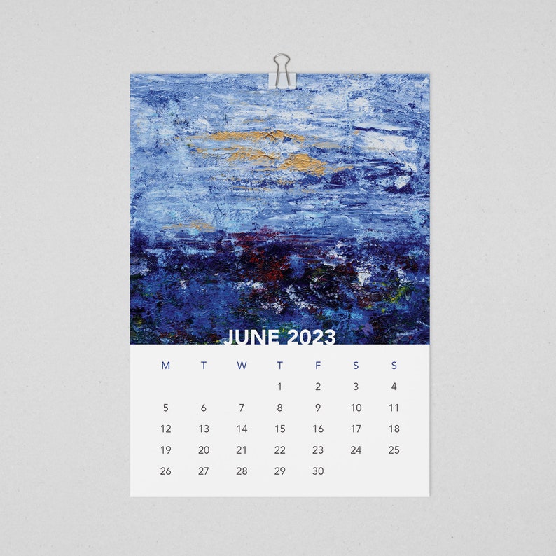 Wall Art Calendar 2023 With Abstract Art Monthly Wall Calendar Etsy