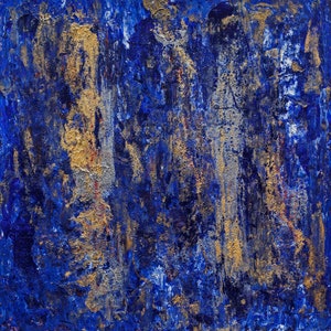 Blue & Gold Abstract Art Print: Modern Home Decor