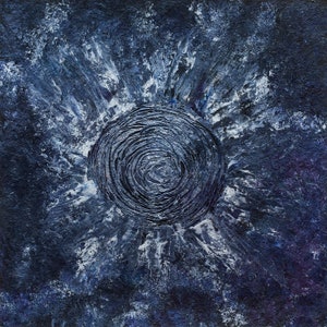 Universe Abstract Art Print: Modern Acrylic Painting, Blue & Silver