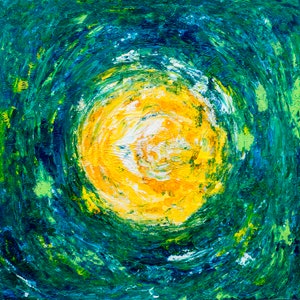 Yellow Green Abstract Acrylic Painting: Modern Wall Art Print