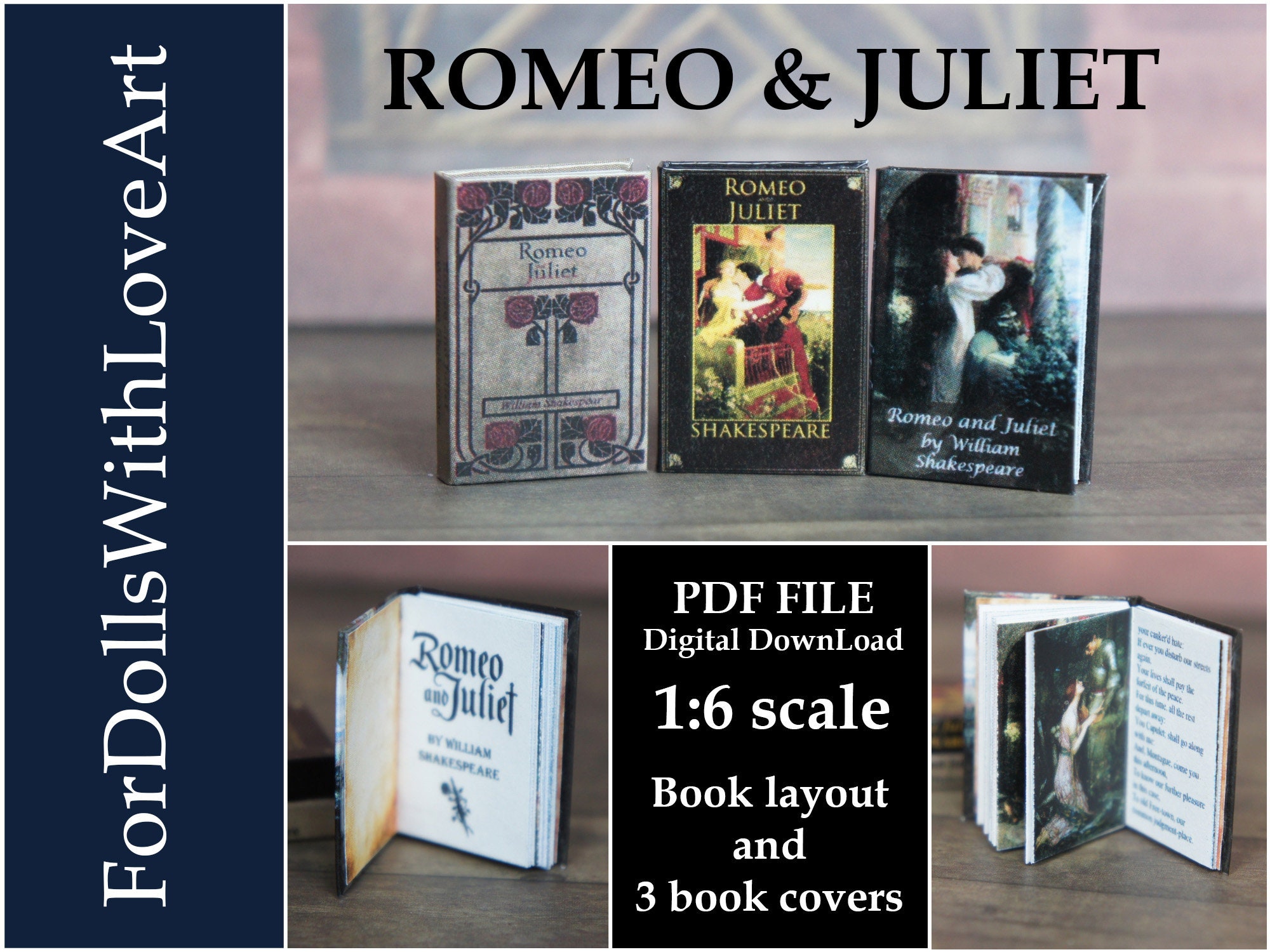ROMEO and JULIET by Shakespeare printable miniature book | Etsy