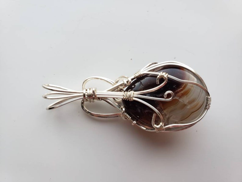 wire wrapped pendant Fire agate necklace gemstone jewelry