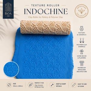 Indochine Texture Roller STL | Polymer Clay Roller | Pottery Texture | Ceramic Pattern | 3D Printable Clay Tool | Seamless Design