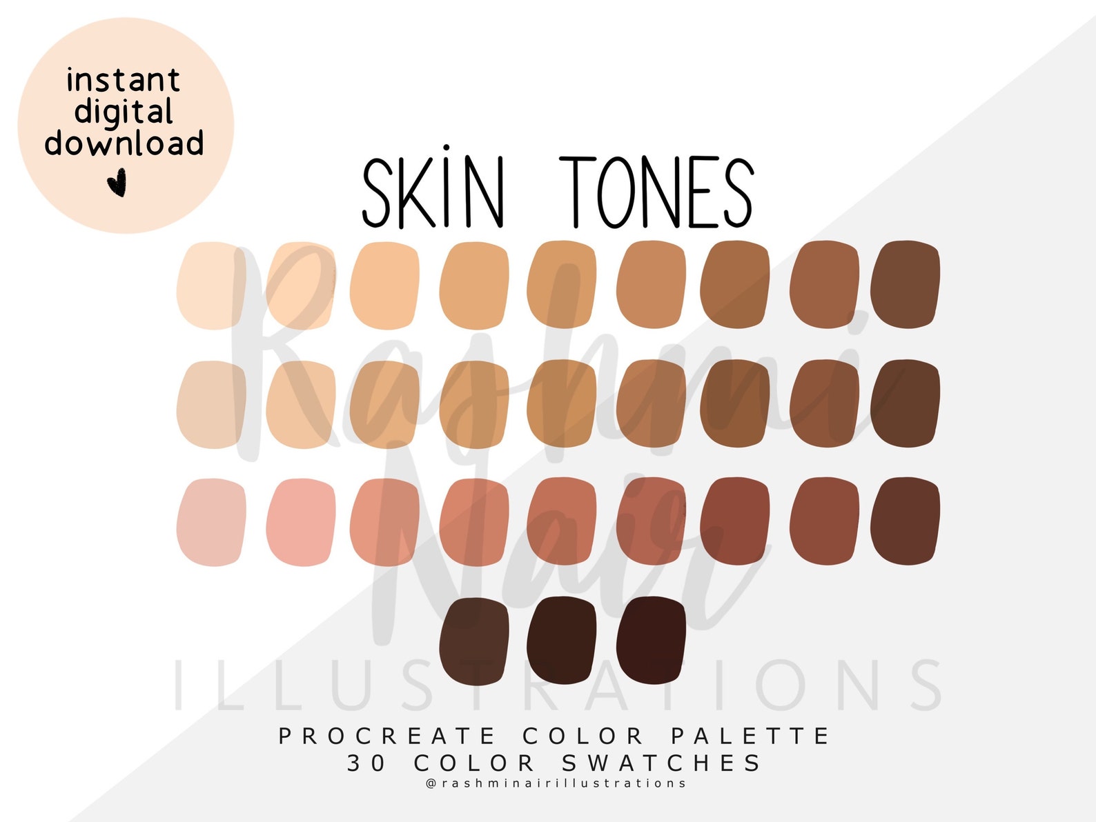 Skin Tones Procreate Color Palette Color Swatches Ipad - Etsy