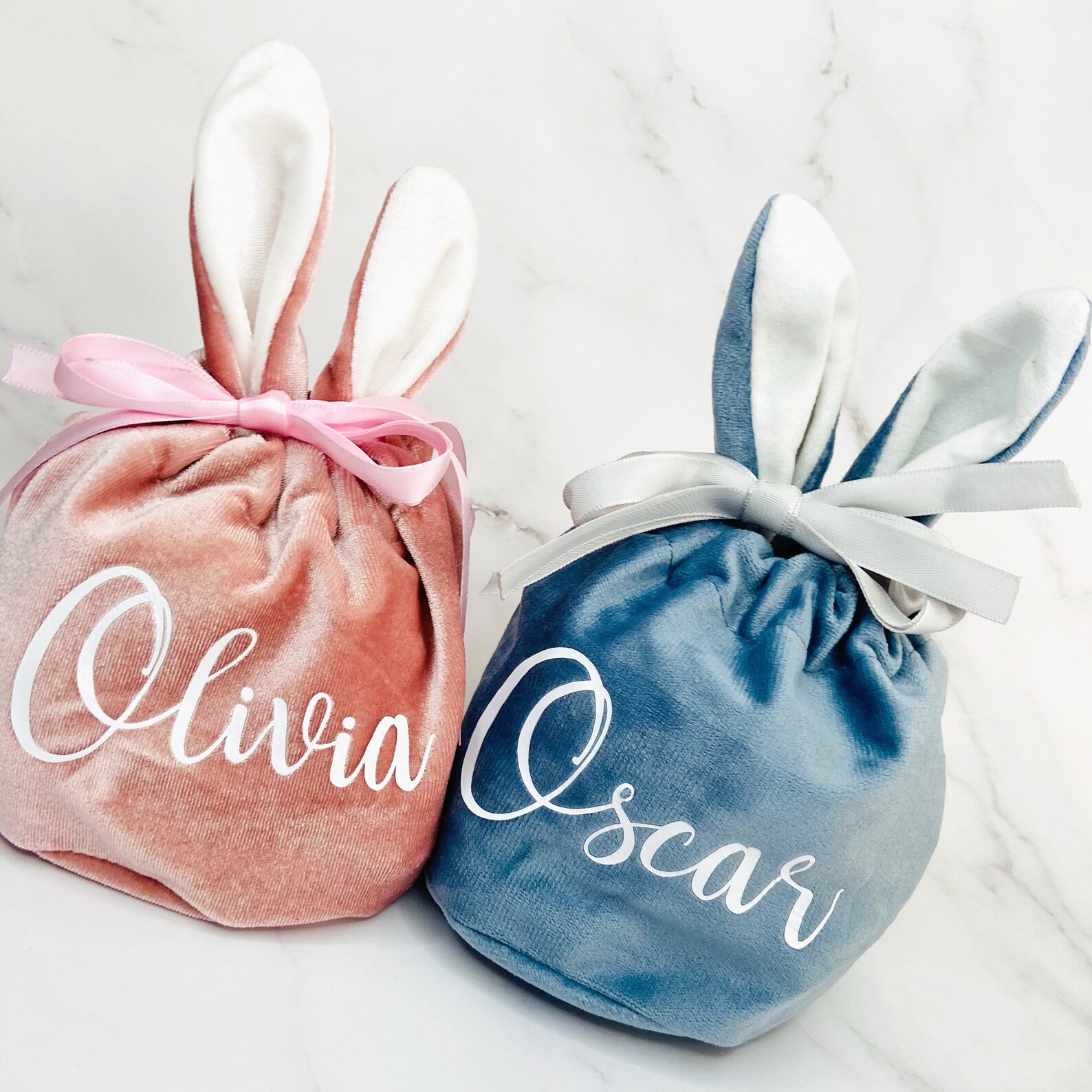 Personalised Velvet Easter Bunny Bag Etsy