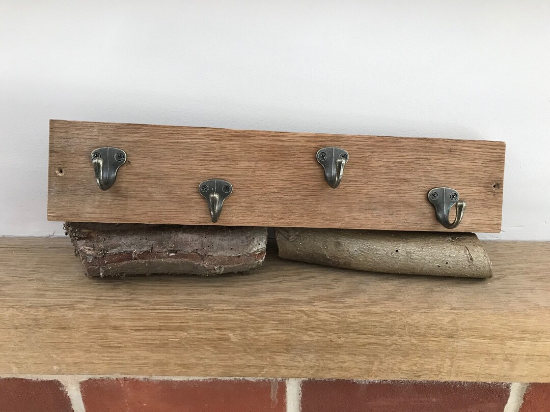 Reclaimed Oak Coat Rack. Plain Wooden Coat Hooks. Entry Hall Way Oak